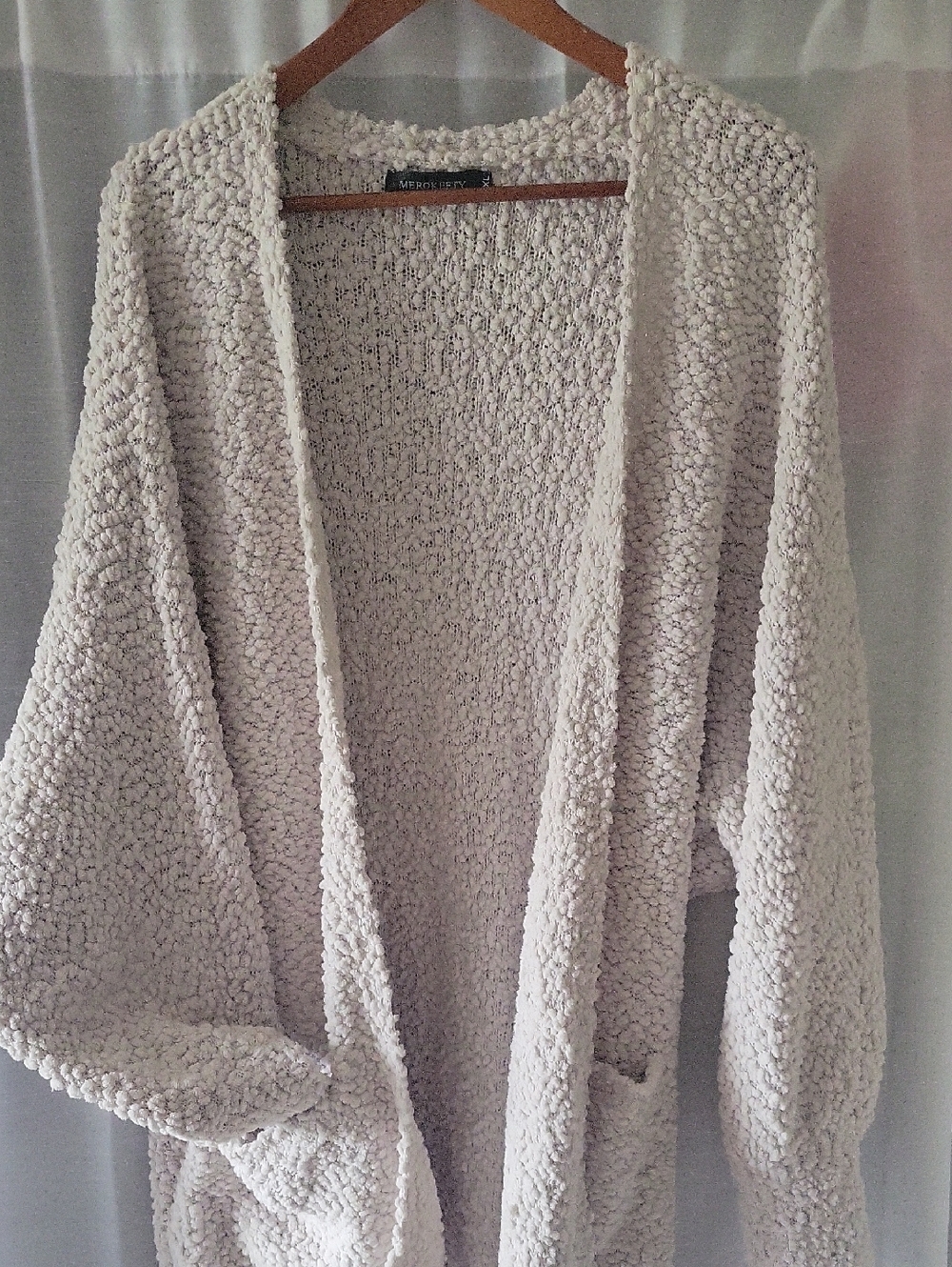 Soft Cream Open-Front Knit Cardigan Sweater